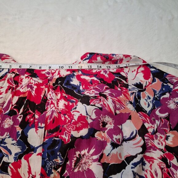 Roamans Floral Tunic Blouse Sz 18W Button Down Colorful Whimsigoth Boho Beach - Picture 14 of 14